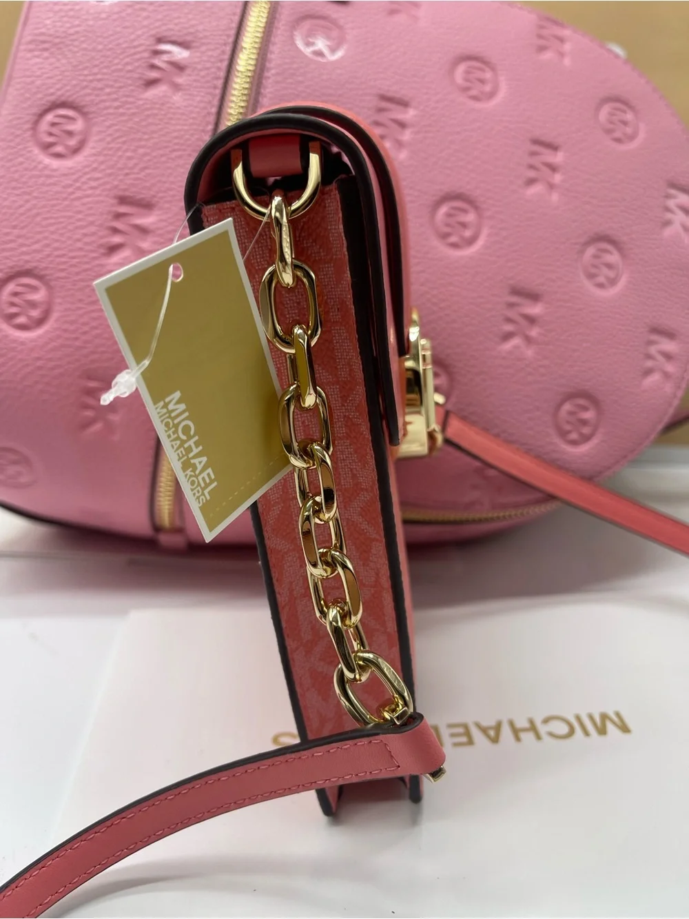 Michael Kors Carmen Small NS Phone Xbody Crossbody Bag Grapefruit NWT